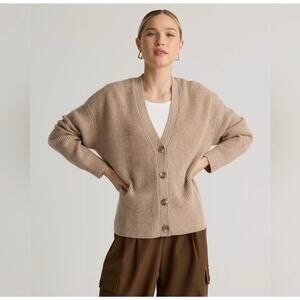 0125 Quince Mongolian Cashmere Boxy Cropped Cardigan Small